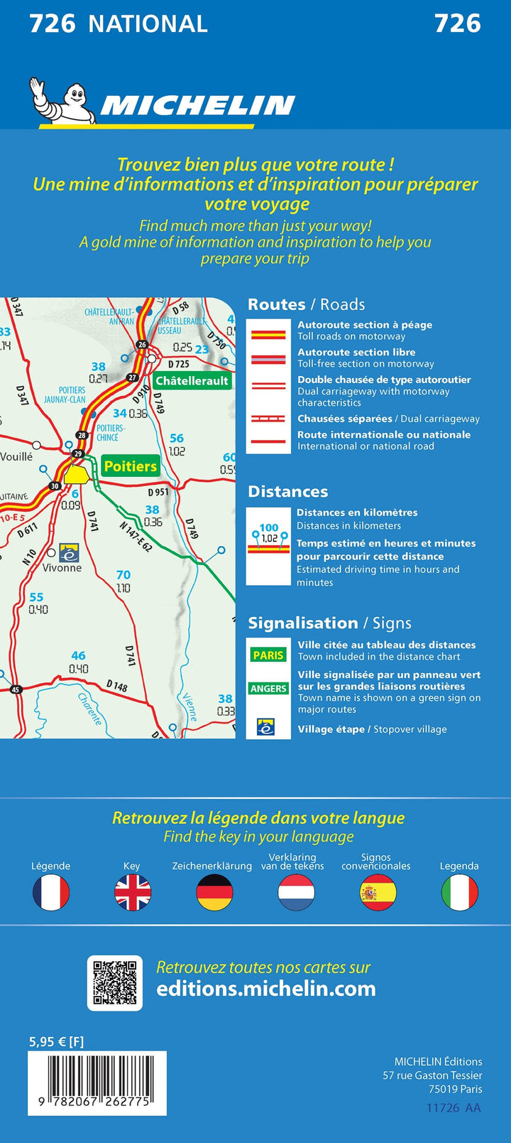 Carte routière n° 726 - France : Grands Itinéraires 2024 | Michelin carte pliée Michelin 