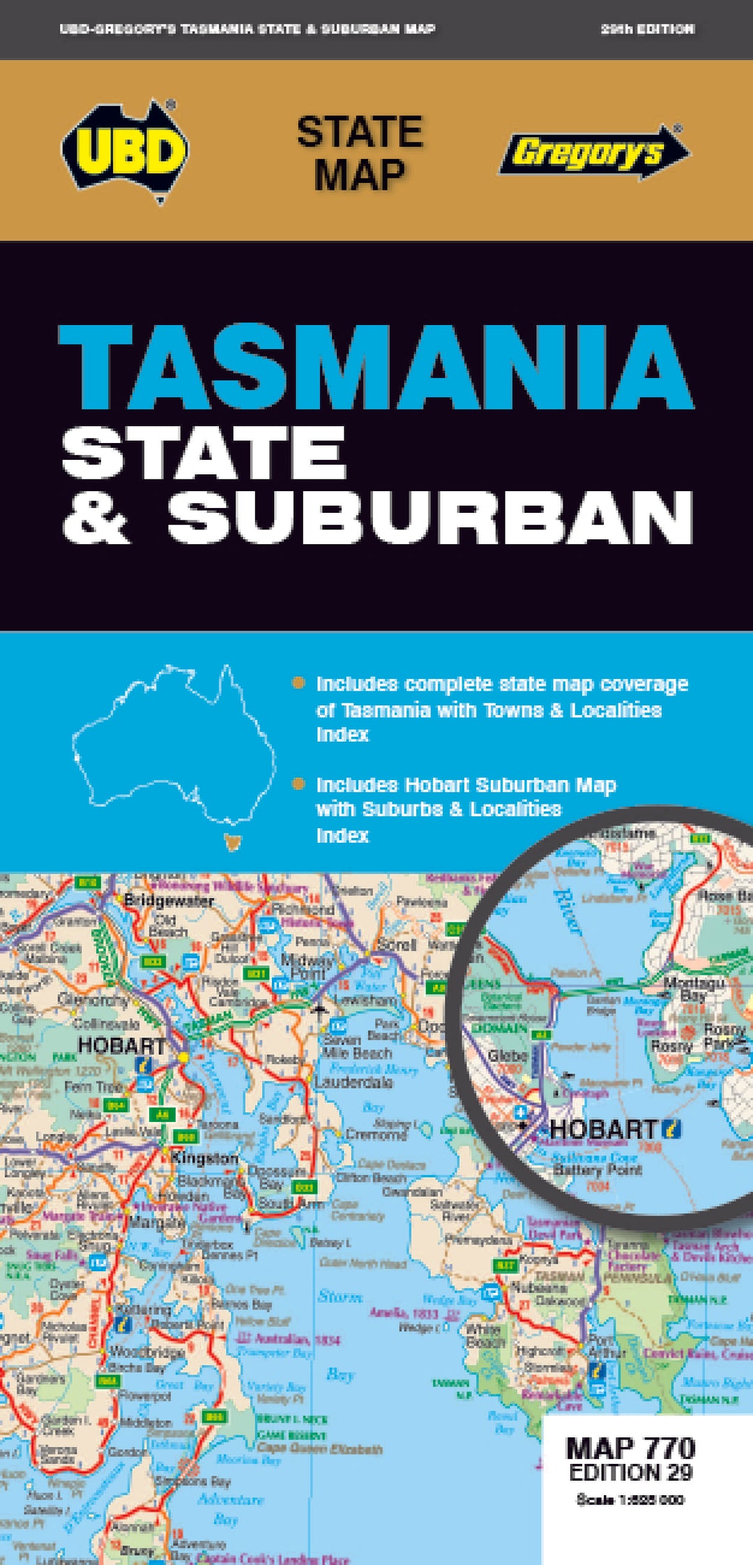 Carte routière n° 770 - Tasmania State & Suburban | UBD Gregory's carte pliée UBD Gregory's 