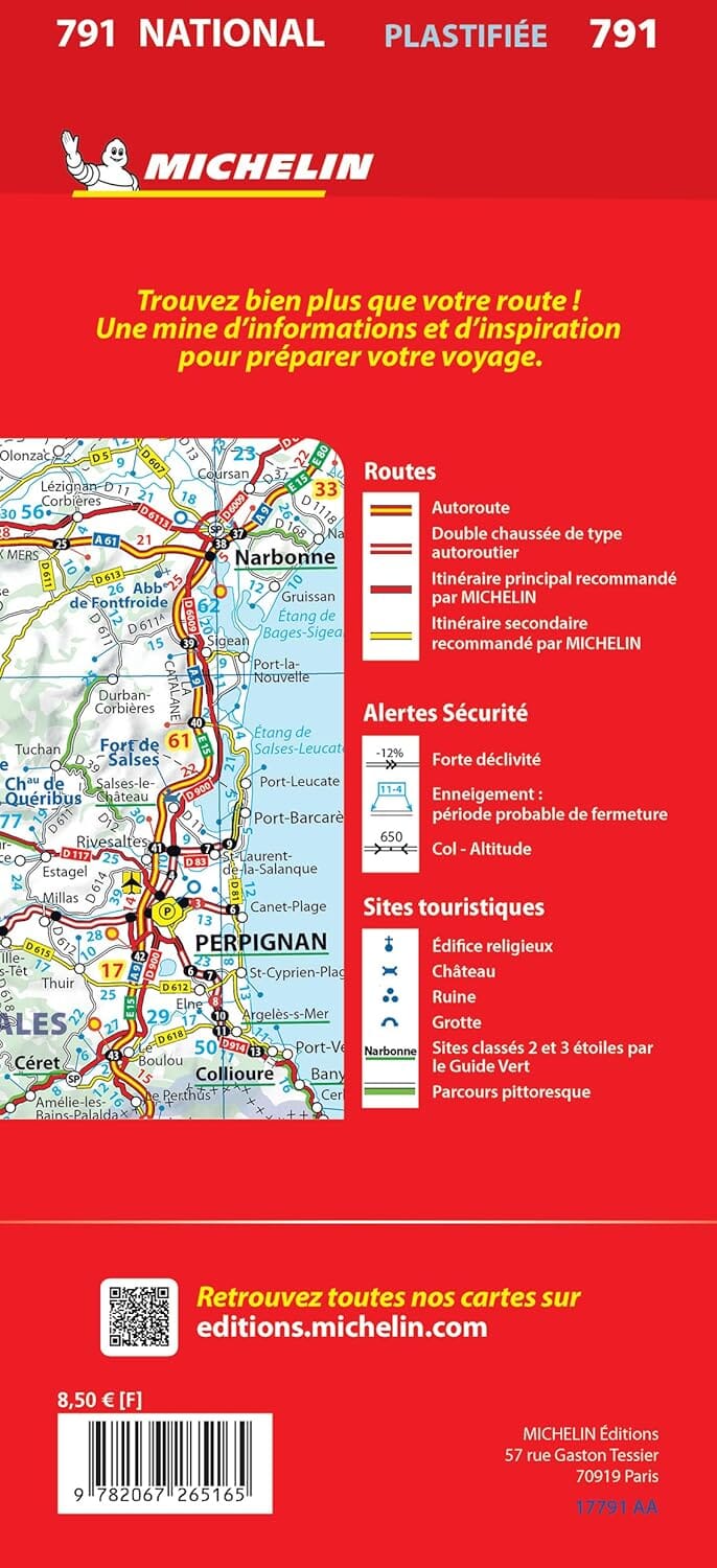 Carte routière n° 791 - France plastifiée 2025 | Michelin carte pliée Michelin 