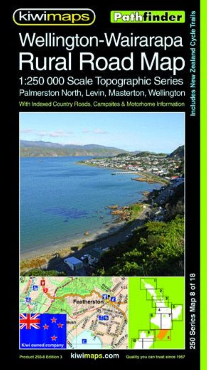 Carte routière n° 8 - Wellington-Wairarapa, routes rurales au 1/250 000 (Nouvelle-Zélande) | Kiwi Maps carte pliée Kiwi Maps 