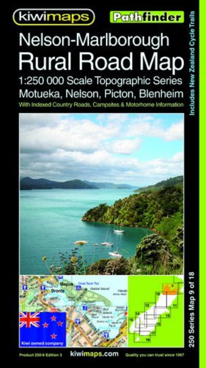 Carte routière n° 9 - Nelson-Marlborough, routes rurales au 1/250 000 (Nouvelle-Zélande) | Kiwi Maps carte pliée Kiwi Maps 