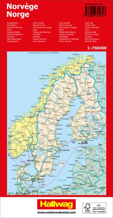 Carte routière - Norvège | Hallwag carte pliée Hallwag 