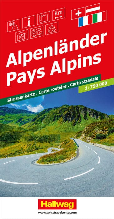Carte routière - Pays Alpins | Hallwag carte pliée Hallwag 
