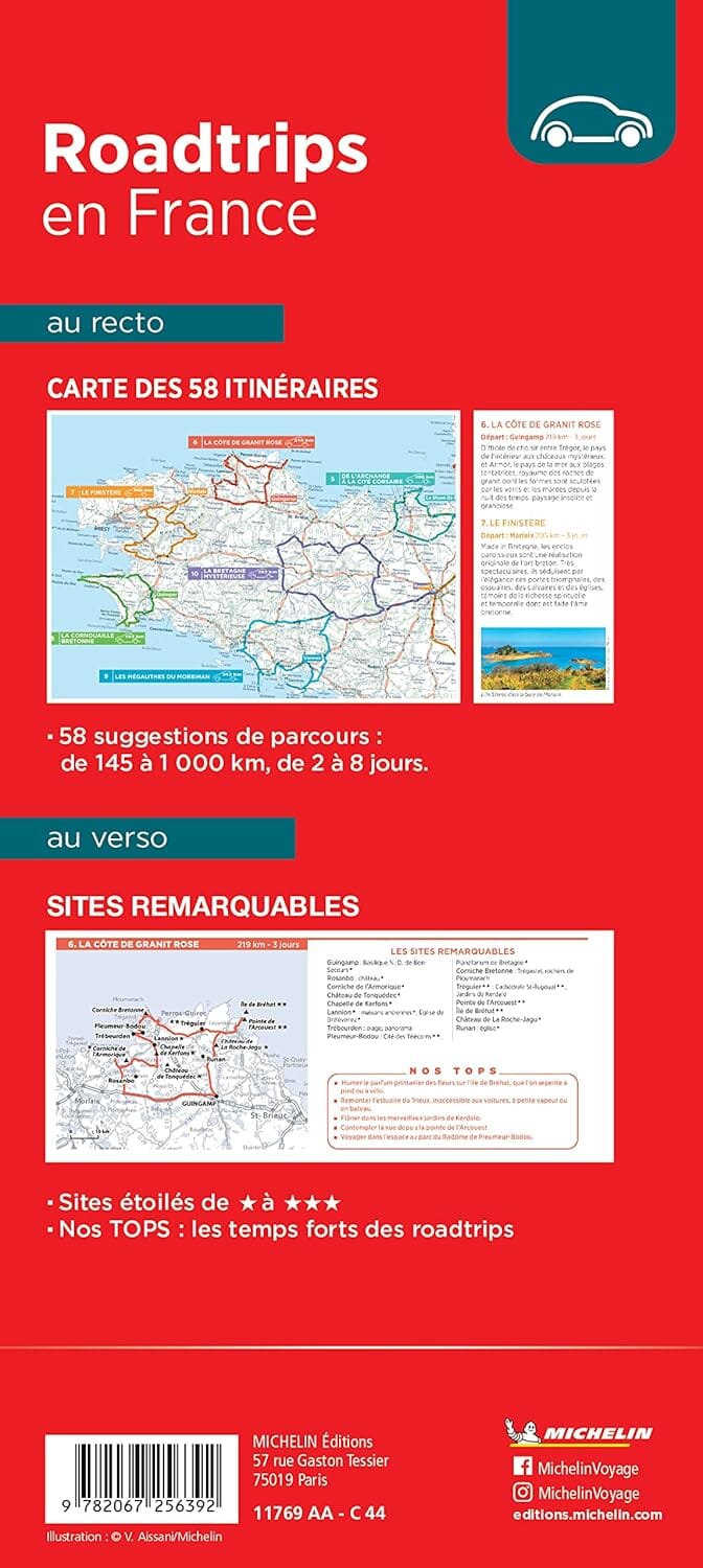 Carte routière - Roadtrips en France | Michelin carte pliée Michelin 