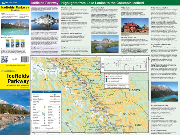 Carte routière - Route des Glaciers (PN Banff et Jasper, Alberta) | Gem Trek carte pliée Gem Trek Publishing 