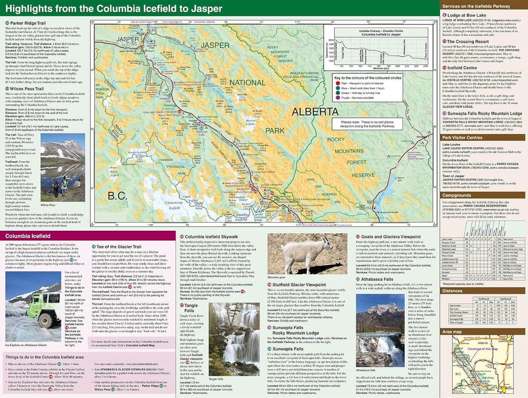 Carte routière - Route des Glaciers (PN Banff et Jasper, Alberta) | Gem Trek carte pliée Gem Trek Publishing 