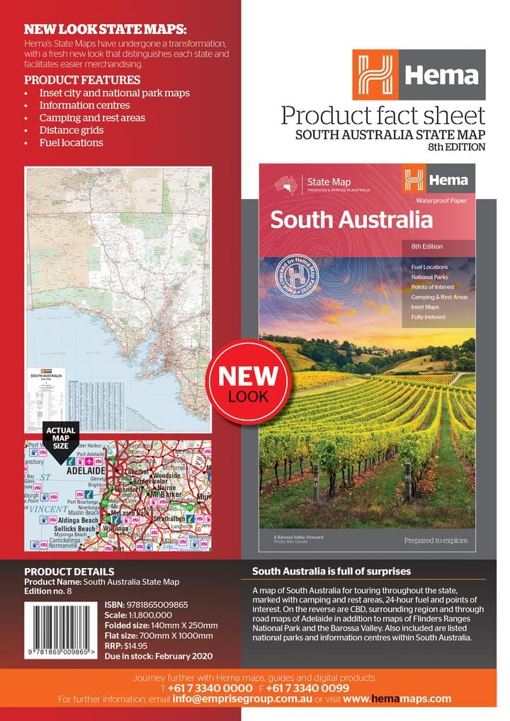 Carte routière - Sud de l'Australie | Hema Maps carte pliée Hema Maps 