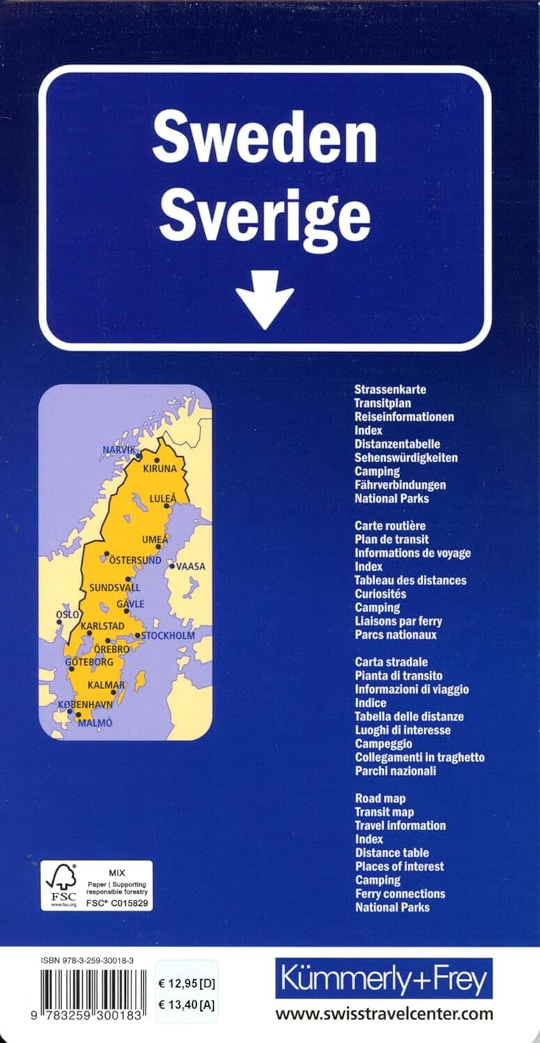 Carte routière - Suède | Kümmerly & Frey carte pliée Kümmerly & Frey 