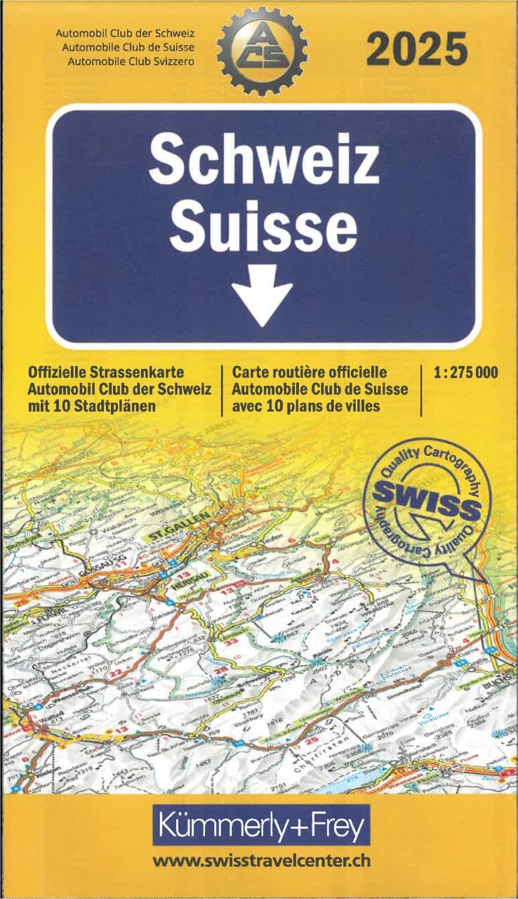 Carte routière - Suisse 2025 +10 plans de ville | Kümmerly & Frey carte pliée Kümmerly & Frey 