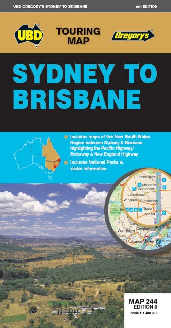 Carte routière - Sydney à Brisbane, n° 244 | UBD Gregory's carte pliée UBD Gregory's 