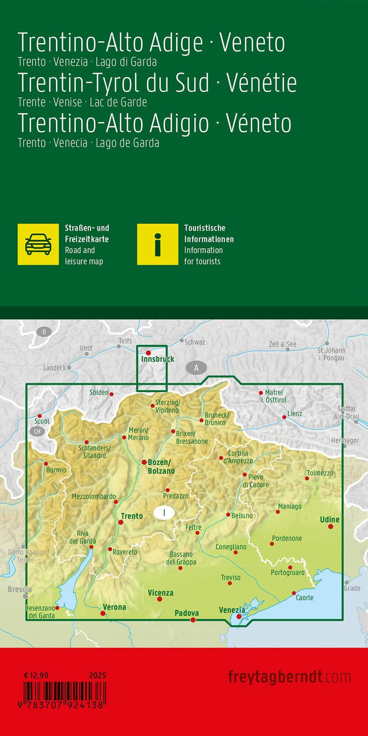 Carte routière - Tyrol du Sud, Trentin & Vénétie | Freytag & Berndt carte pliée Freytag & Berndt 