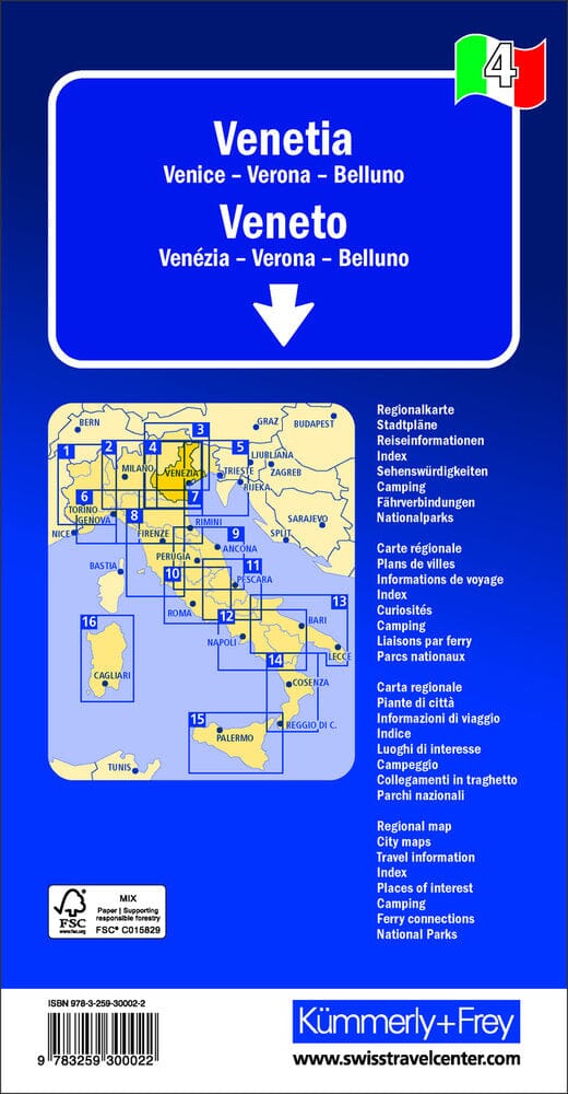 Carte routière - Vénétie | Kümmerly & Frey carte pliée Kümmerly & Frey 