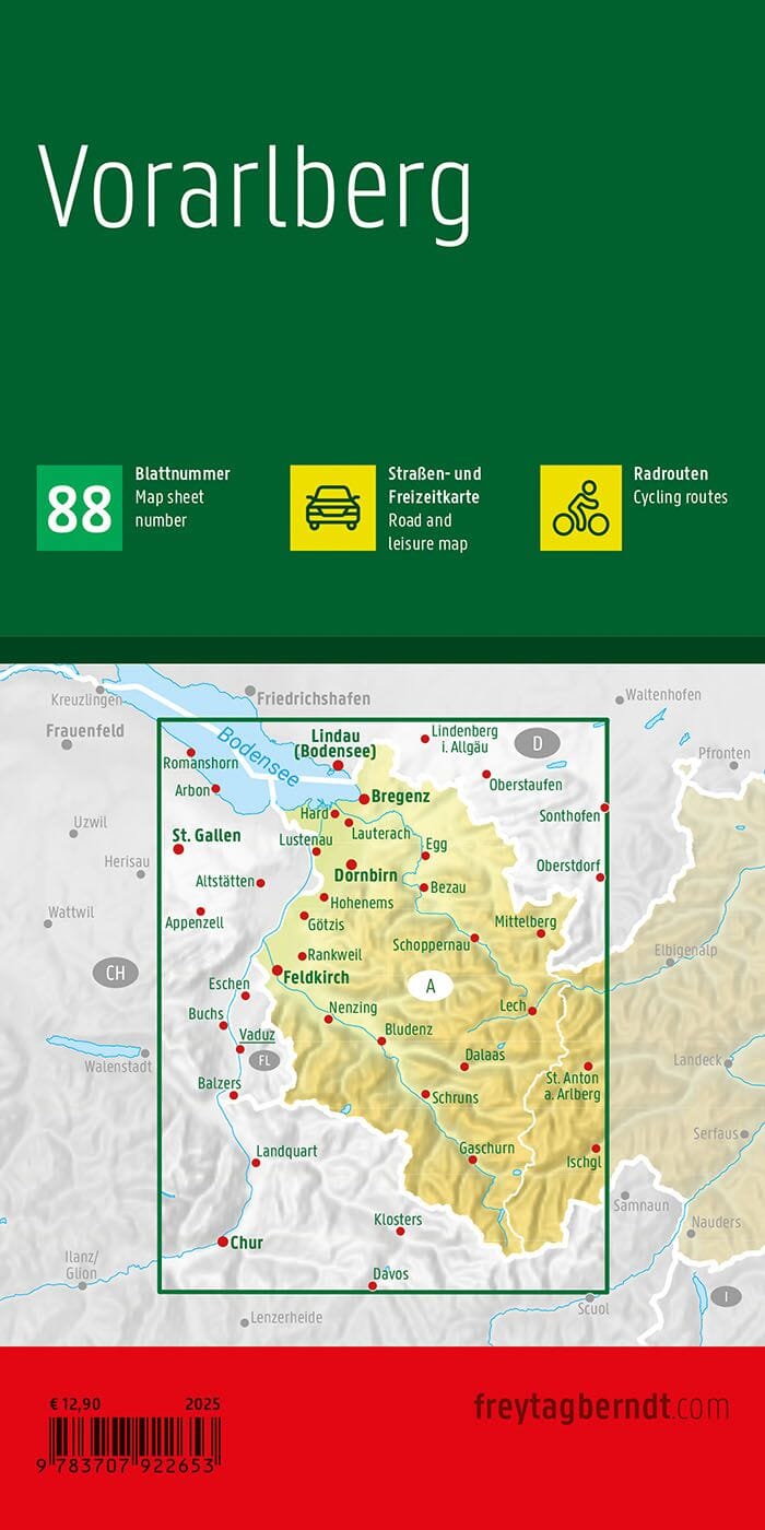 Carte routière - Vorarlberg(Autriche) | Freytag & Berndt carte pliée Freytag & Berndt 