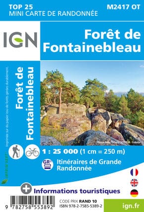 Carte Top 25 Mini n° M2417 OT - Forêt de Fontainebleau | IGN carte pliée IGN 