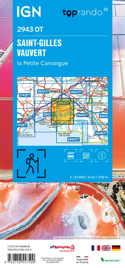 Carte TOP 25 n° 2943 OT - Saint-Gilles, Vauvert | IGN carte pliée IGN 