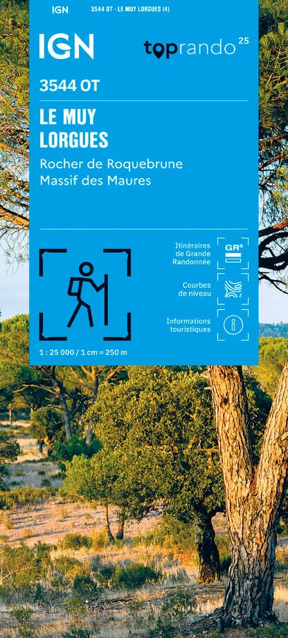 Carte TOP 25 n° 3544 OT - Muy, Lorgues, Montagne de Roquebrune & Massif des Maures | IGN carte pliée IGN 