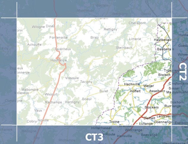Carte topographique CT1 - Asselborn (Grand-Duché de Luxembourg) carte de randonnée Service topographique du Luxembourg 