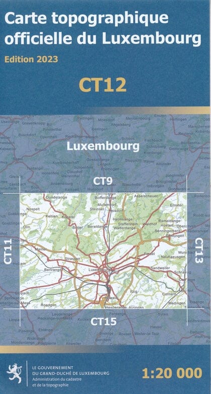 Carte topographique CT12 - Luxembourg (Grand-Duché de Luxembourg) carte de randonnée Service topographique du Luxembourg 