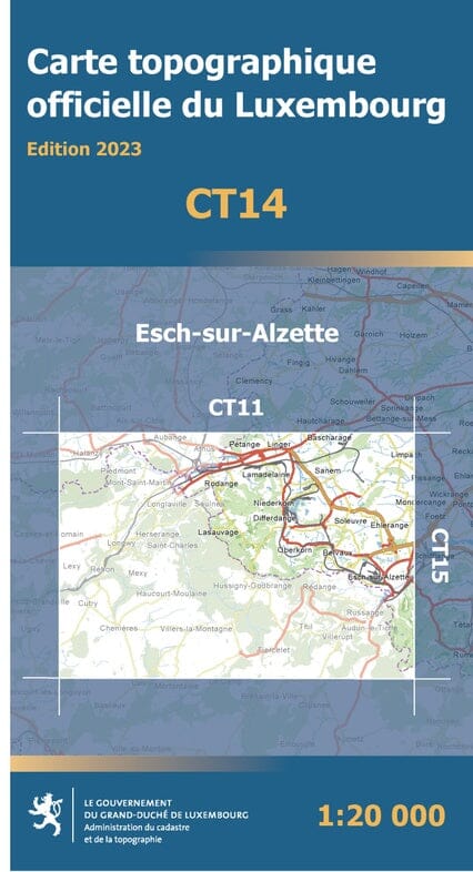 Carte topographique CT14 - Esch-Sur-Alzette (Grand-Duché de Luxembourg) carte de randonnée Service topographique du Luxembourg 