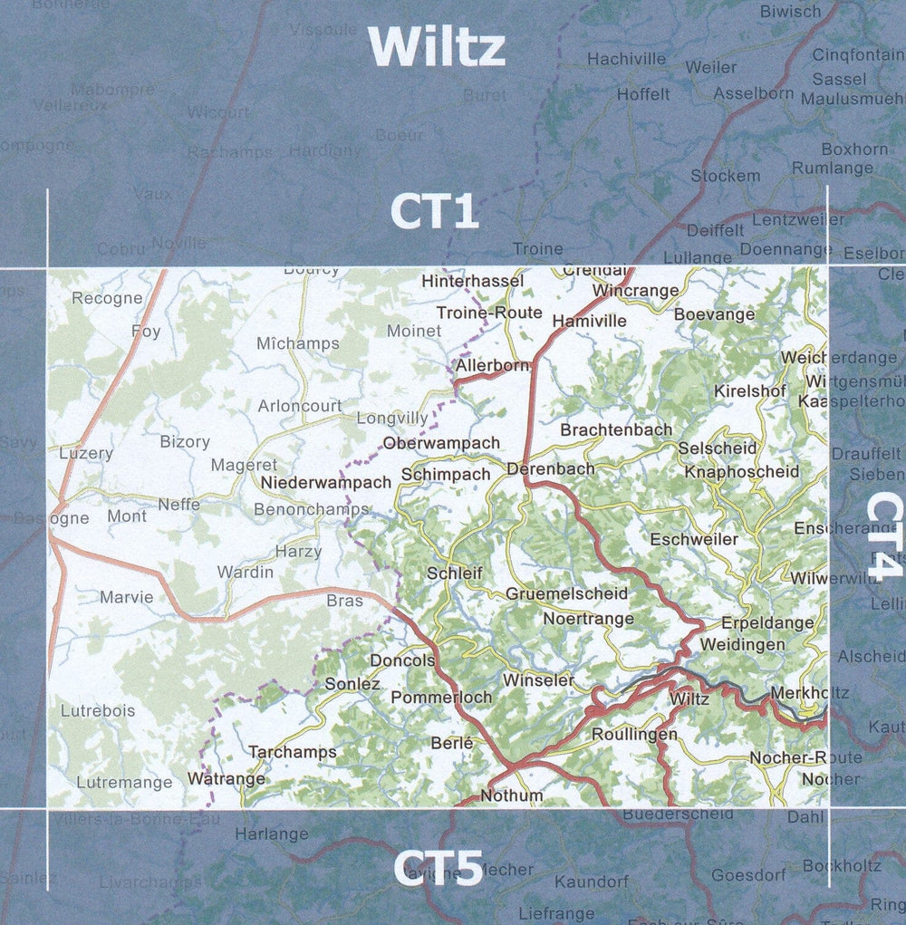 Carte topographique CT3 - Wiltz (Grand-Duché de Luxembourg) carte de randonnée Service topographique du Luxembourg 