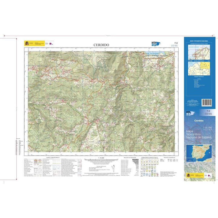 Carte topographique de l'Espagne n° 0007.2 - Cerdido | CNIG - 1/25 000 carte pliée CNIG 