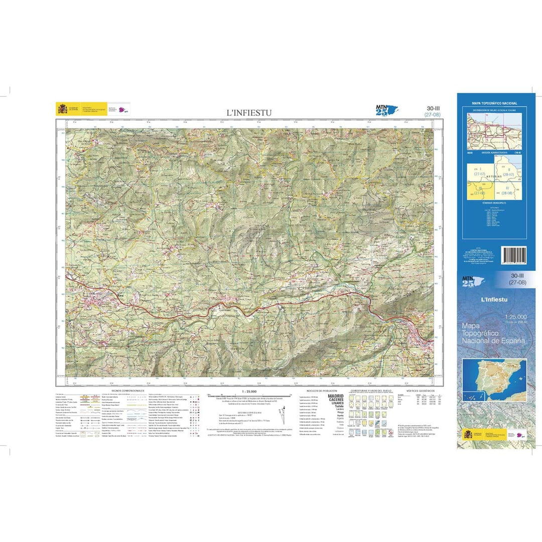 Carte topographique de l'Espagne n° 0030.3 - L'Infiestu | CNIG - 1/25 000 carte pliée CNIG 