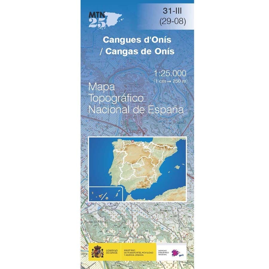 Carte topographique de l'Espagne n° 0031.3 - Cangas de Onís | CNIG - 1/25 000 carte pliée CNIG 