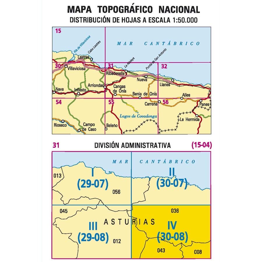 Carte topographique de l'Espagne n° 0031.4 - Benia de Onís | CNIG - 1/25 000 carte pliée CNIG 