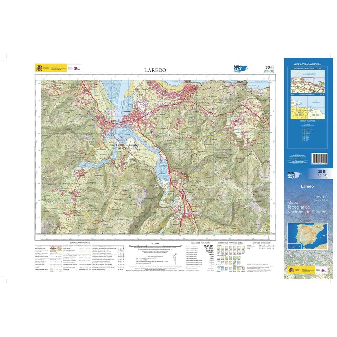 Carte topographique de l'Espagne n° 0036.3 - Laredo | CNIG - 1/25 000 carte pliée CNIG 