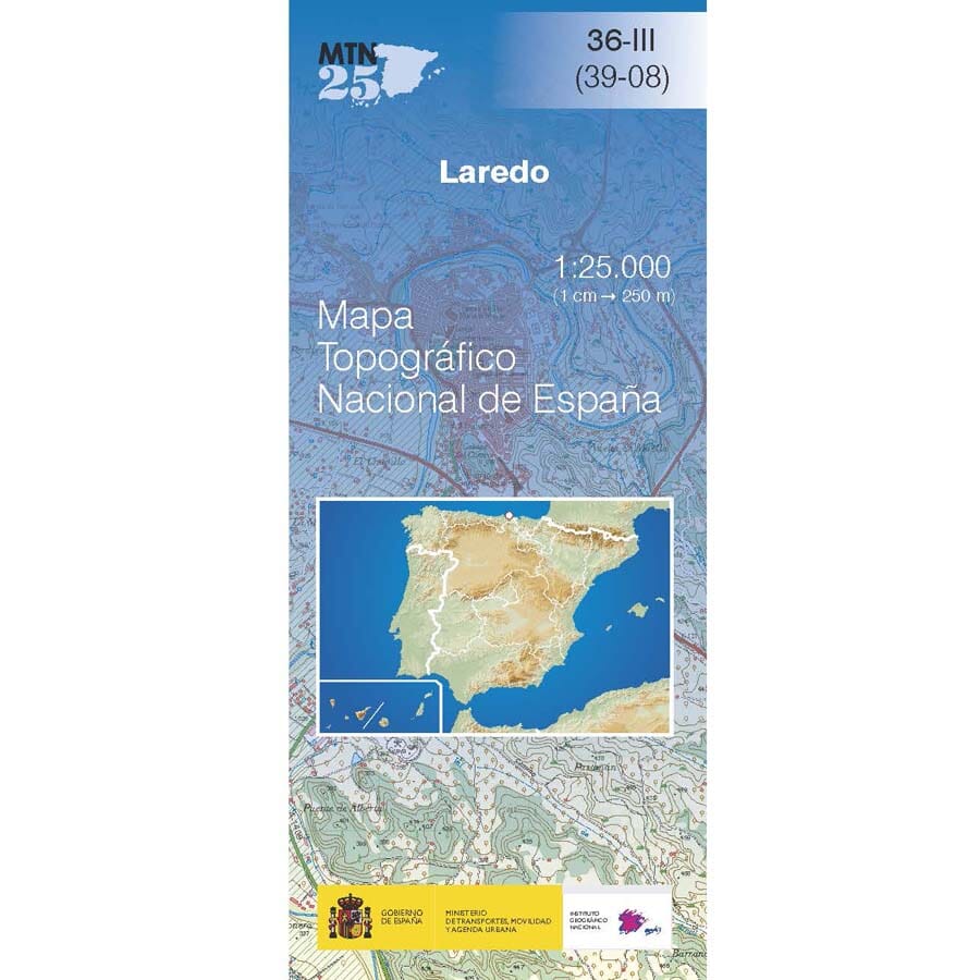 Carte topographique de l'Espagne n° 0036.3 - Laredo | CNIG - 1/25 000 carte pliée CNIG 