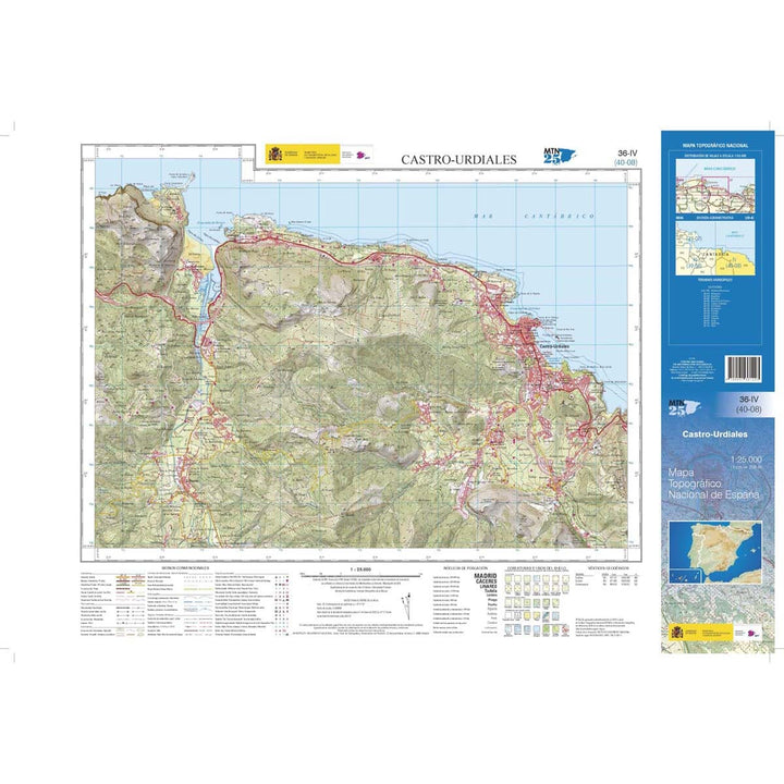 Carte topographique de l'Espagne n° 0036.4 - Castro-Urdiales | CNIG - 1/25 000 carte pliée CNIG 