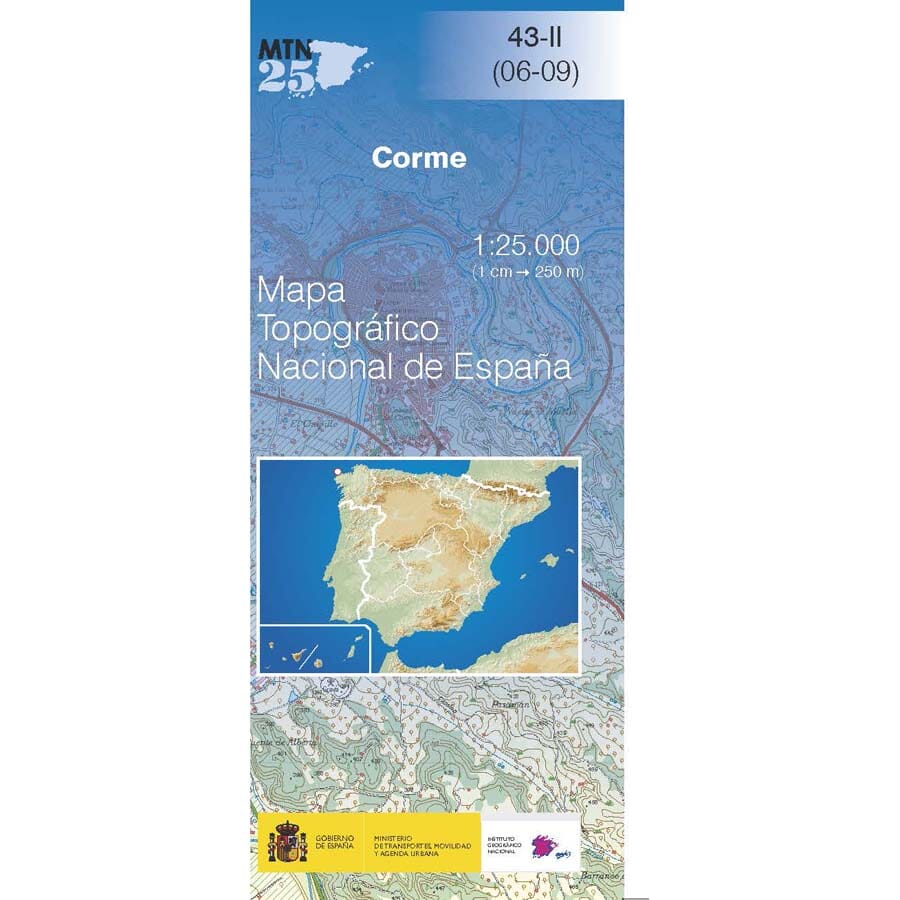 Carte topographique de l'Espagne n° 0043.2 - Corme | CNIG - 1/25 000 carte pliée CNIG 