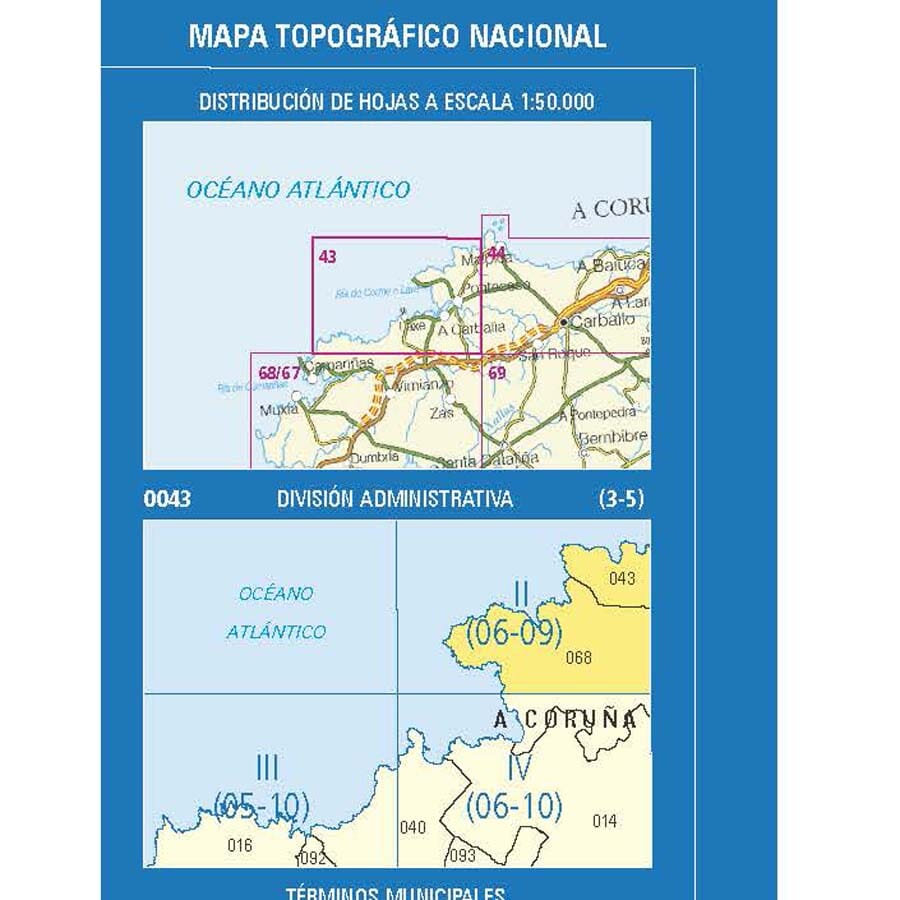 Carte topographique de l'Espagne n° 0043.2 - Corme | CNIG - 1/25 000 carte pliée CNIG 