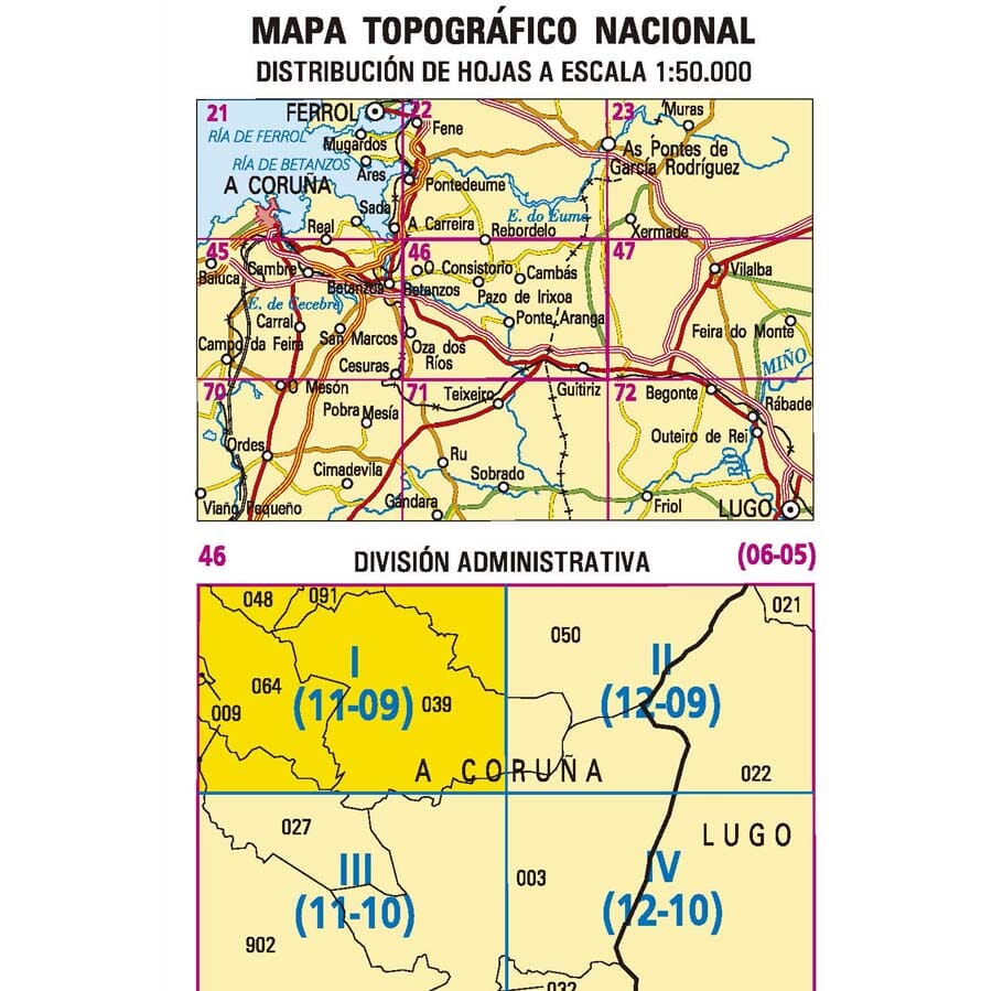 Carte topographique de l'Espagne n° 0046.1 - Paderne | CNIG - 1/25 000 carte pliée CNIG 