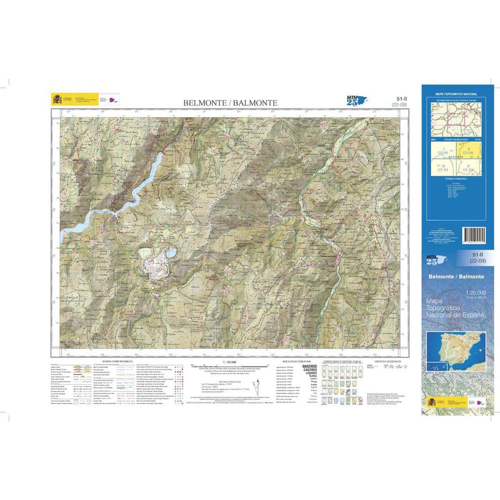 Carte topographique de l'Espagne n° 0051.2 - Belmonte / Balmonte 1/25 | CNIG - 1/25 000 carte pliée CNIG 