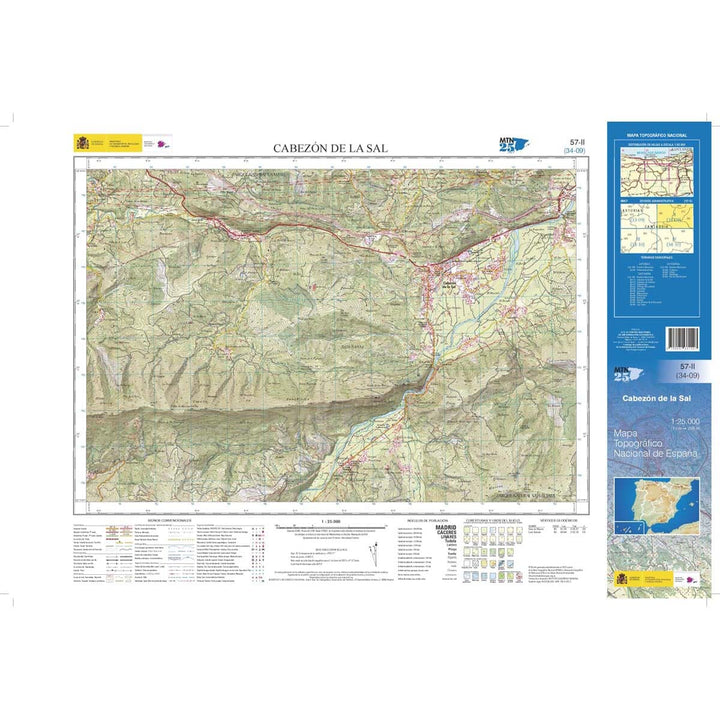 Carte topographique de l'Espagne n° 0057.2 - Cabezón de la Sal | CNIG - 1/25 000 carte pliée CNIG 