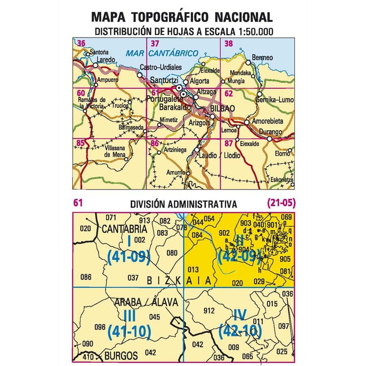 Carte topographique de l'Espagne n° 0061.2 - Bilbao | CNIG - 1/25 000 carte pliée CNIG 