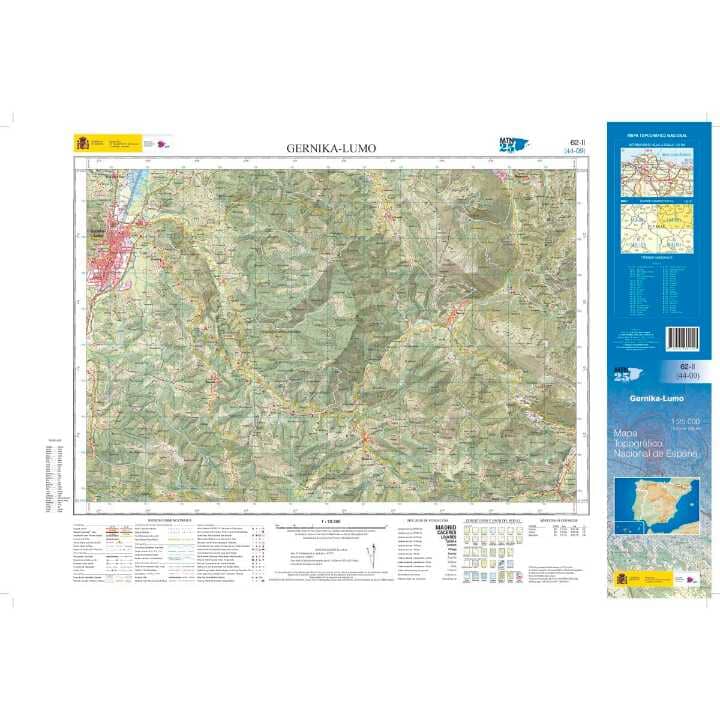 Carte topographique de l'Espagne n° 0062.2 - Gernika-Lumo | CNIG - 1/25 000 carte pliée CNIG 