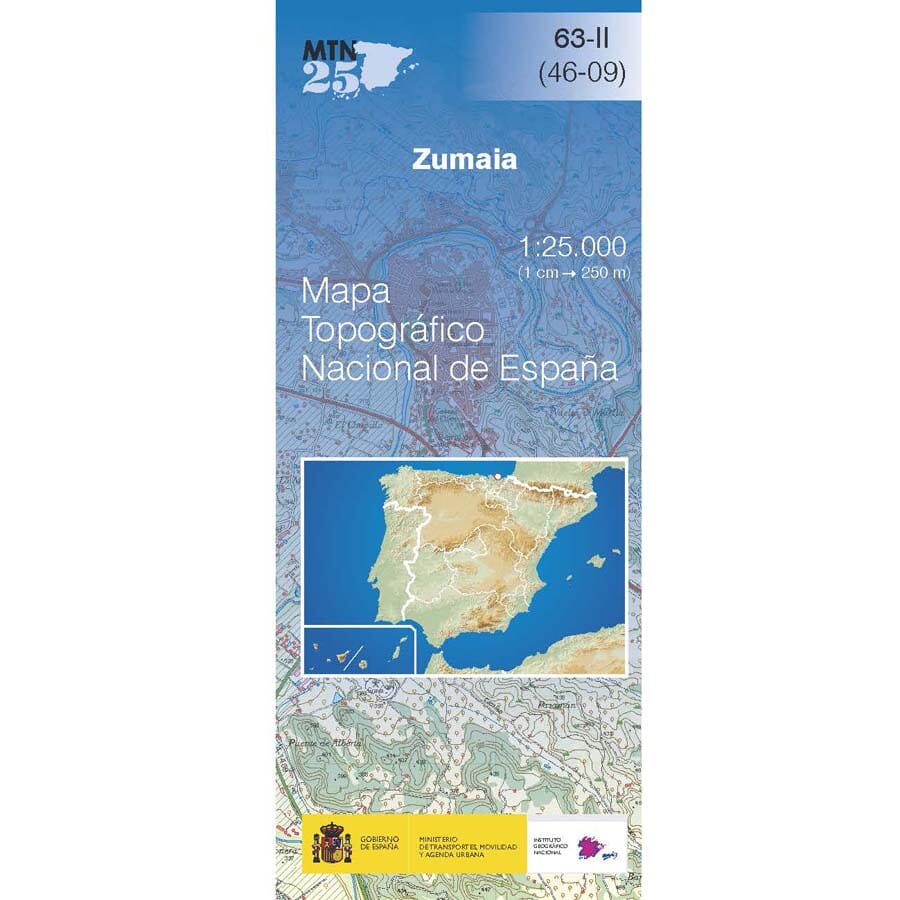 Carte topographique de l'Espagne n° 0063.2 - Zumaia | CNIG - 1/25 000 carte pliée CNIG 