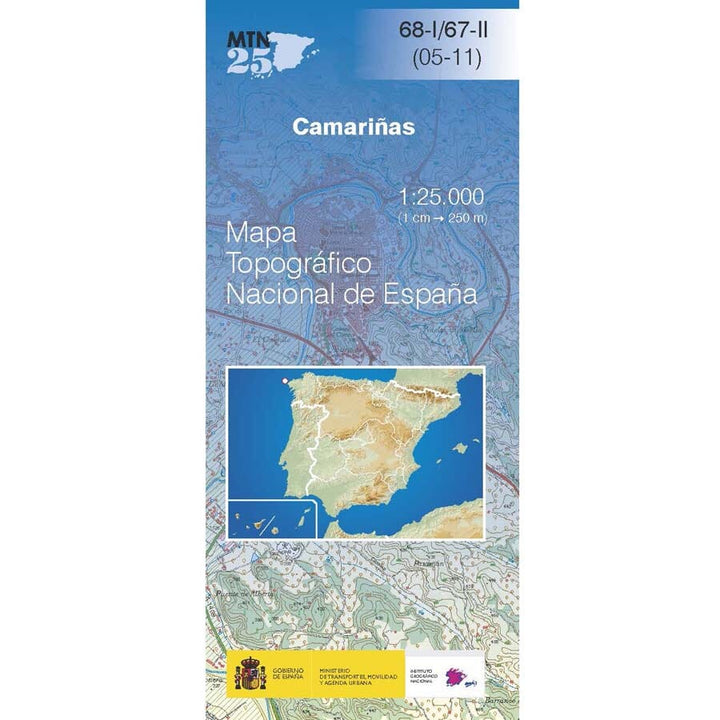 Carte topographique de l'Espagne n° 0068.1 /67.2 - Camariñas | CNIG - 1/25 000 carte pliée CNIG 