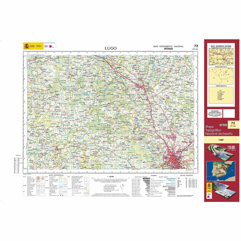 Carte topographique de l'Espagne n° 0072 - Lugo | CNIG - 1/50 000 carte pliée CNIG 
