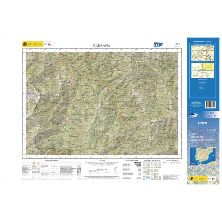 Carte topographique de l'Espagne n° 0077.2 - Bárzana | CNIG - 1/25 000 carte pliée CNIG 