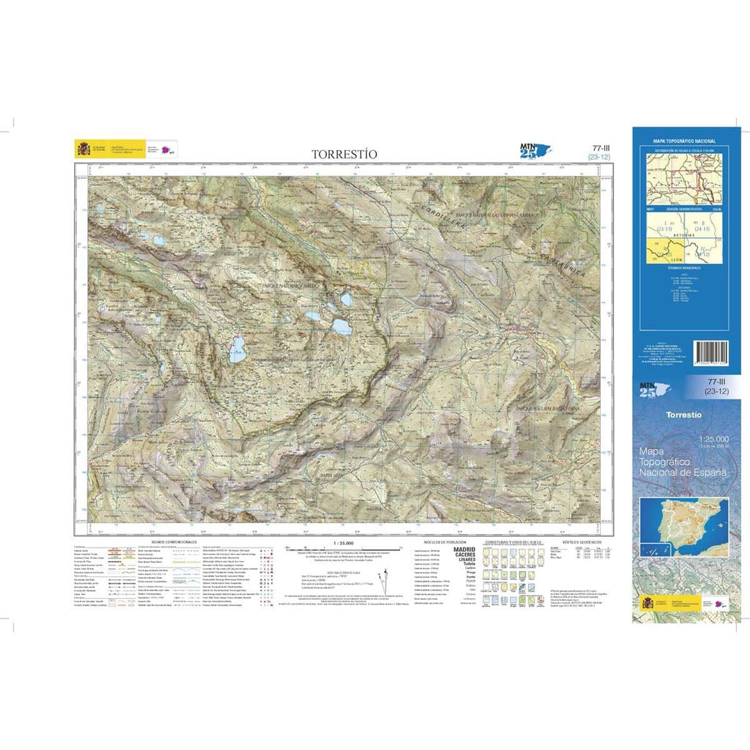 Carte topographique de l'Espagne n° 0077.3 - Torrestío | CNIG - 1/25 000 carte pliée CNIG 