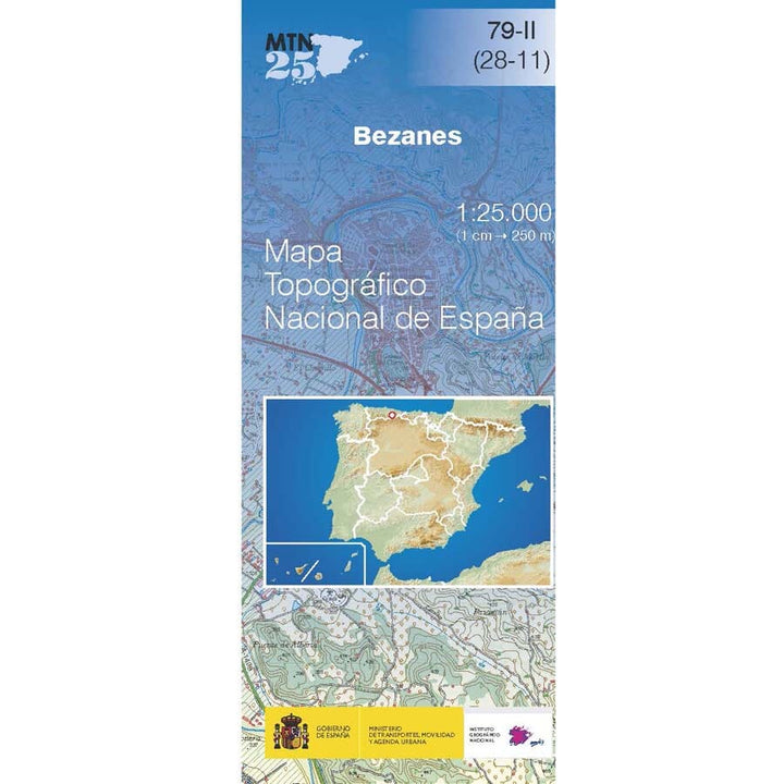 Carte topographique de l'Espagne n° 0079.2 - Bezanes | CNIG - 1/25 000 carte pliée CNIG 