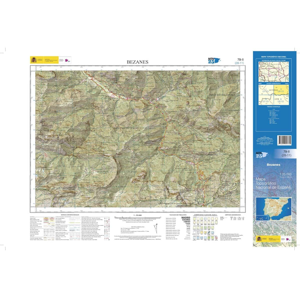 Carte topographique de l'Espagne n° 0079.2 - Bezanes | CNIG - 1/25 000 carte pliée CNIG 