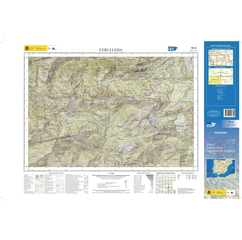 Carte topographique de l'Espagne n° 0079.3 - Cerulleda | CNIG - 1/25 000 carte pliée CNIG 