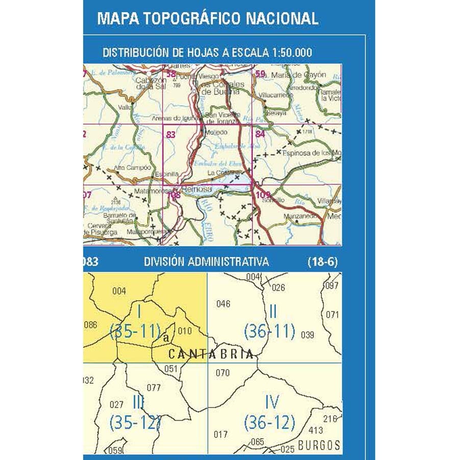 Carte topographique de l'Espagne n° 0083.1 - Molledo | CNIG - 1/25 000 carte pliée CNIG 