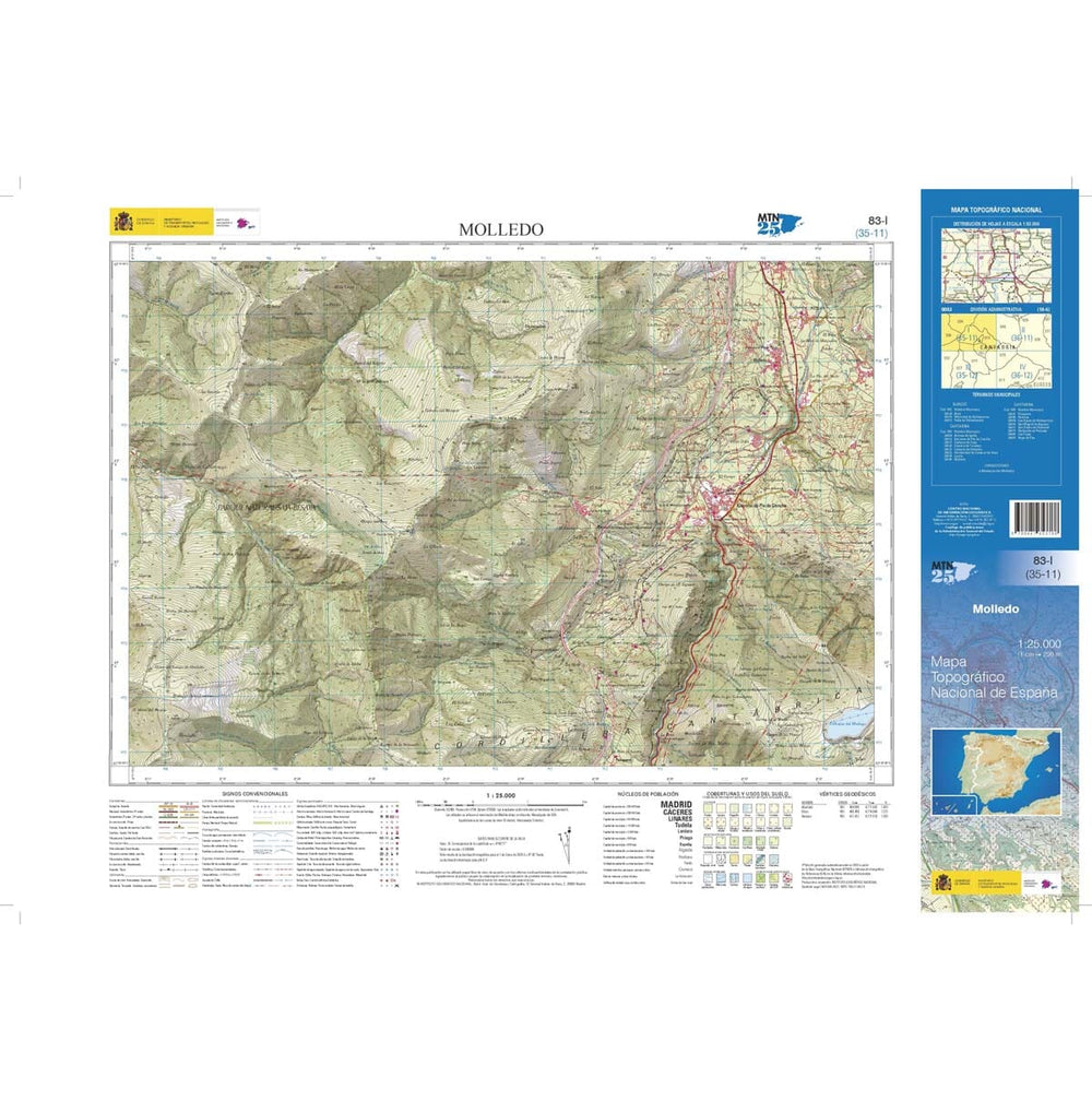 Carte topographique de l'Espagne n° 0083.1 - Molledo | CNIG - 1/25 000 carte pliée CNIG 