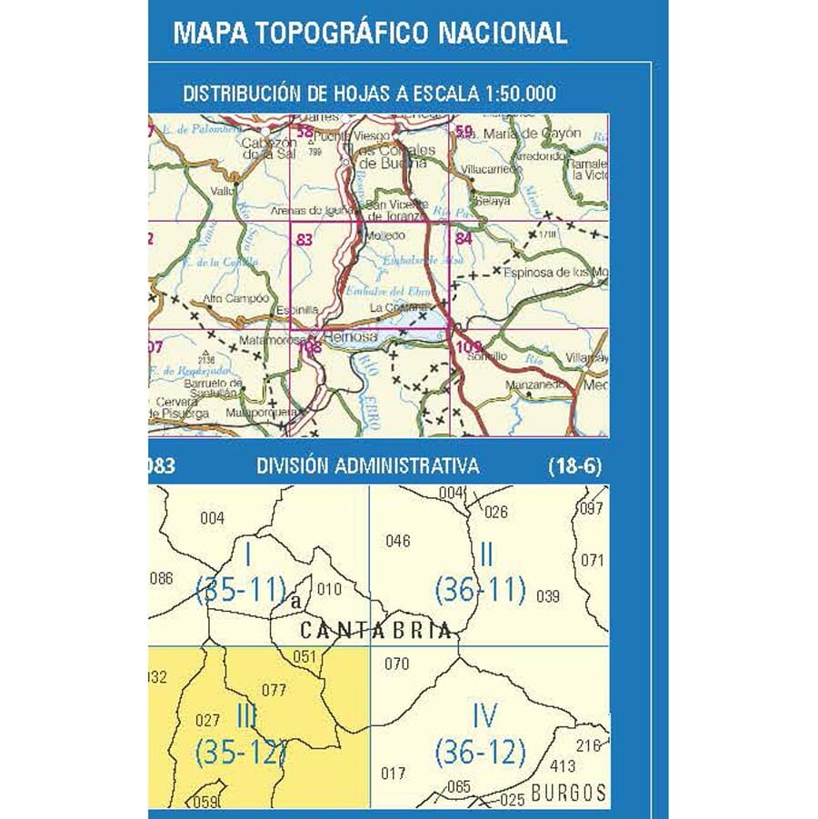 Carte topographique de l'Espagne n° 0083.3 - Reinosa | CNIG - 1/25 000 carte pliée CNIG 