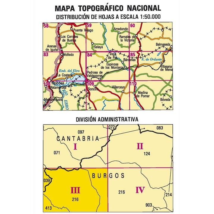 Carte topographique de l'Espagne n° 0084.3 - Pedrosa de Valdeporres | CNIG - 1/25 000 carte pliée CNIG 